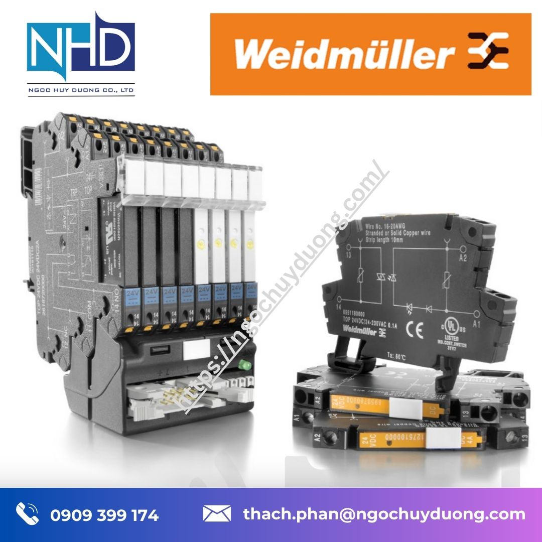 Bộ rơ-le trung gian công suất lớn Weidmüller Solid State Relay – TOP 24VDC:24VDC 4A, TOP 230VAC:48VDC 0.1A