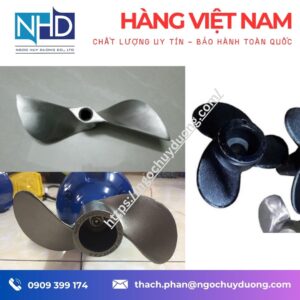 Cánh khuấy gang (gang xám, gang cầu, gang hợp kim) – chịu mài mòn tốt, giá rẻ, ứng dụng xi măng – khai khoáng – xử lý nước thải.