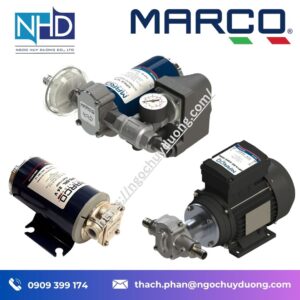 MARCO UP14-OP:AC – Bơm bánh răng PEEK, thân đồng mạ niken, trục inox AISI 316, phớt FKM